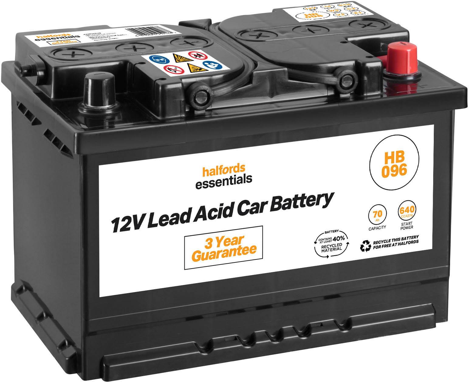 Halfords HB096 Lead Acid 12V Car Battery 3 Year Guarantee Halfords UK