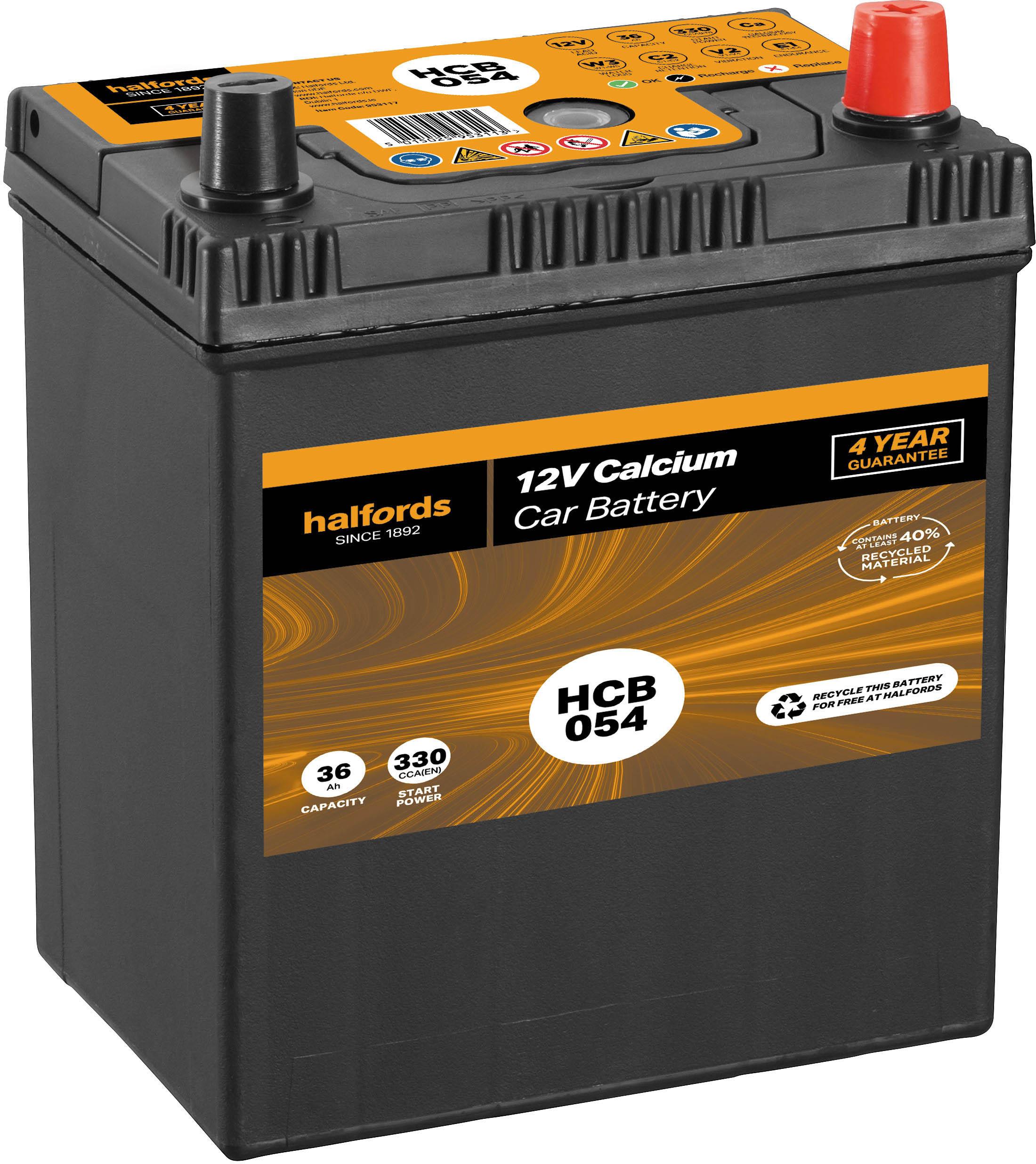 Halfords HB154/HCB054 Lead Acid 12V Car Battery 4 year Guarantee