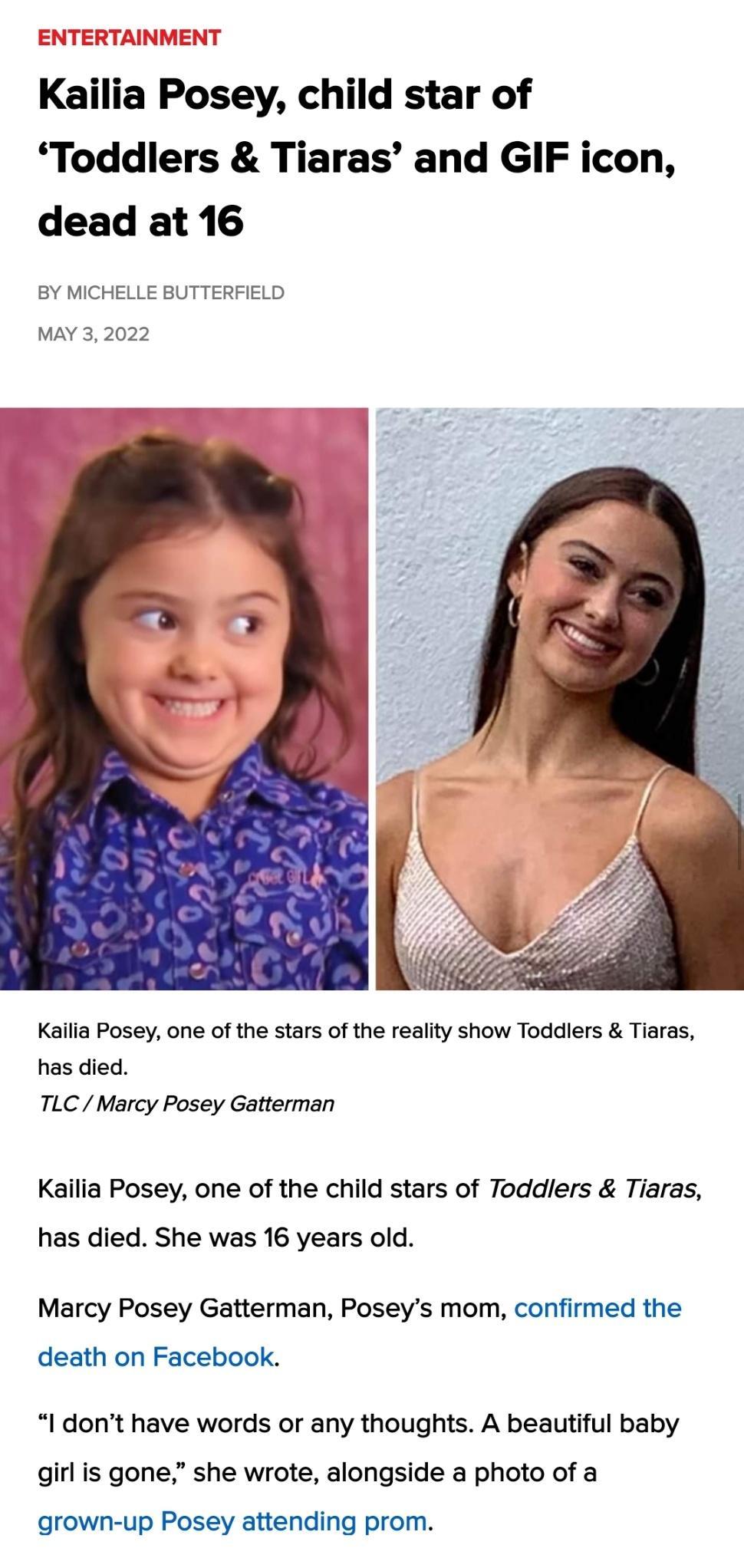 ENTERTAINMENT Kailia Posey child star of Toddlers Tiaras and GIF icon