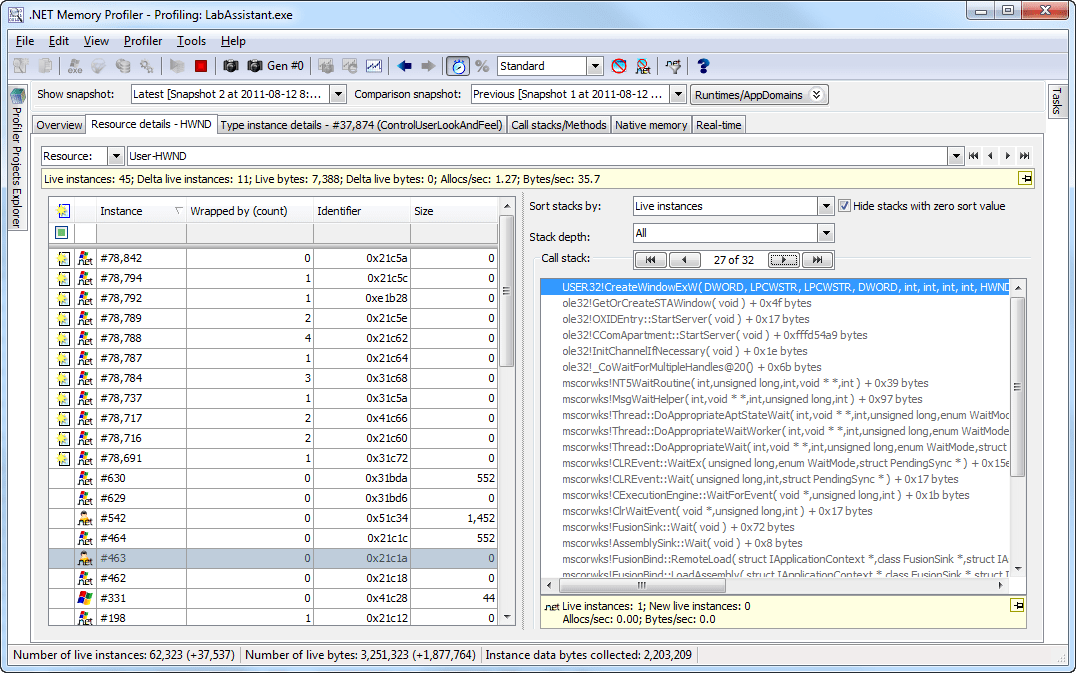 Memory Profiler Screenshots