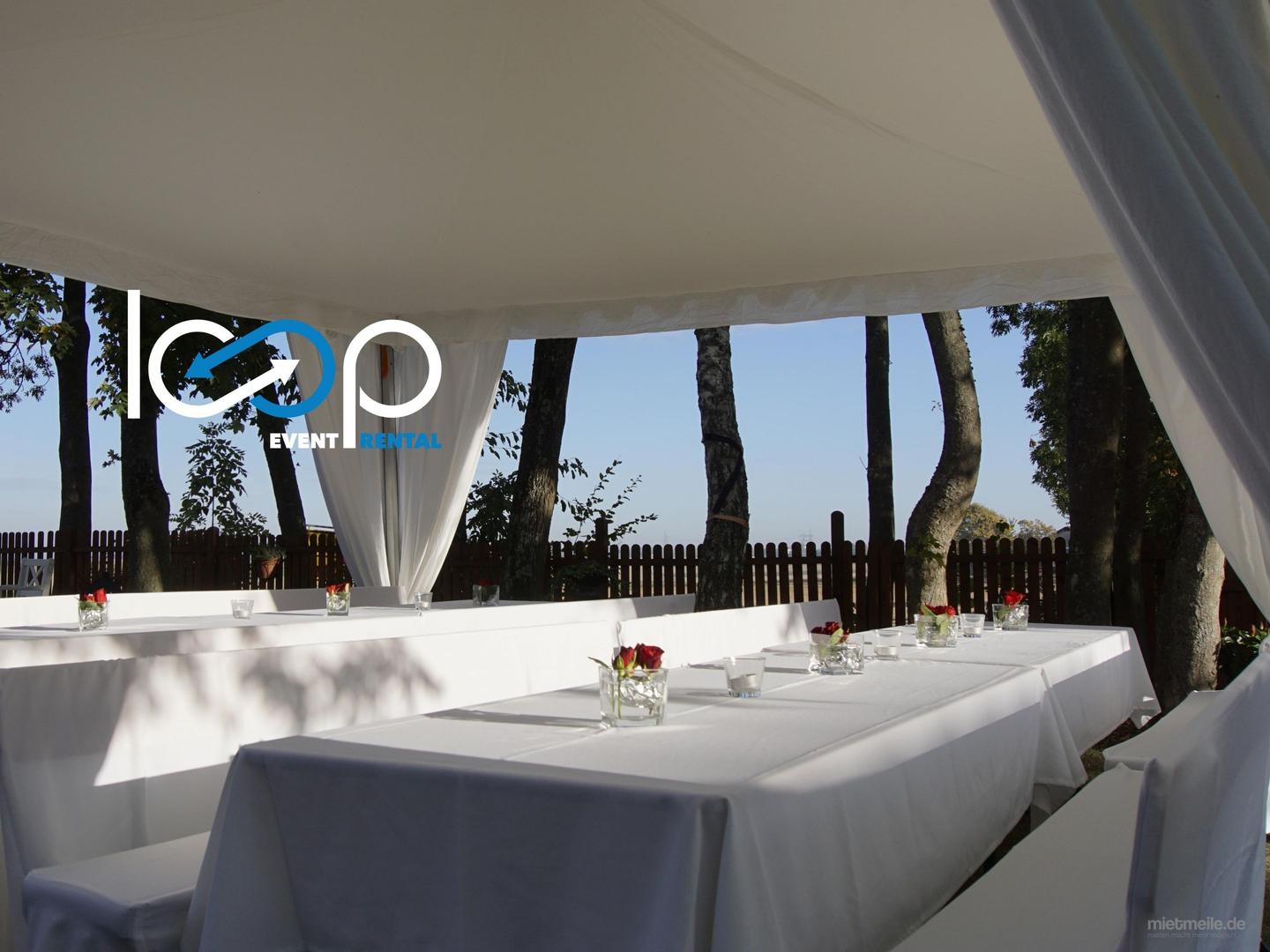 BierbankhussenSET L (für Bänke mit Lehne) // Tischdecke mieten 23,80