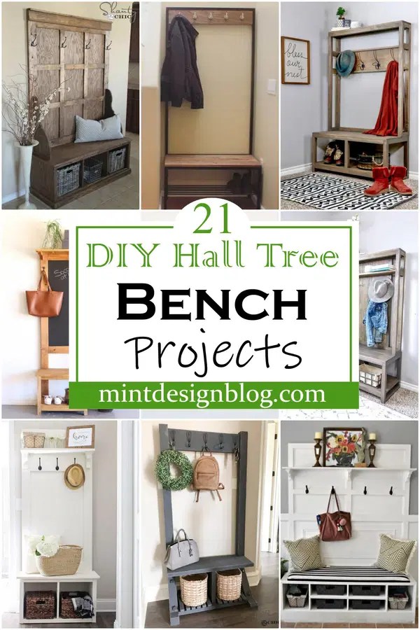 21 DIY Hall Tree Bench Projects Mint Design Blog