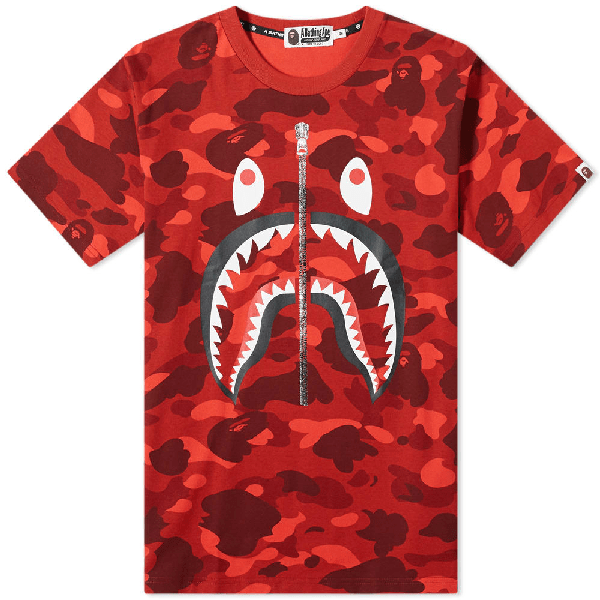 A Bathing Ape Colour Camo Shark Tee In Red ModeSens