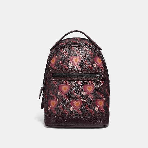 Coach Barrow Backpack With Horse And Carriage Print And Hearts In V5