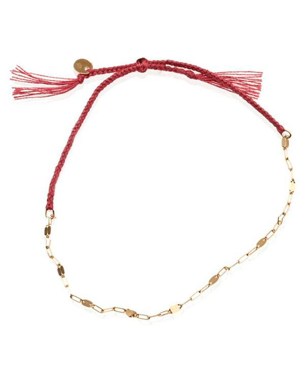 Atelier Vm Tea Ovale Cotton And Gold Chain Bracelet In Pink ModeSens