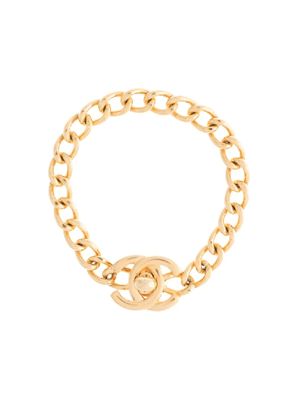 PreOwned Chanel 1996 Cc Turnlock Bracelet In Gold ModeSens