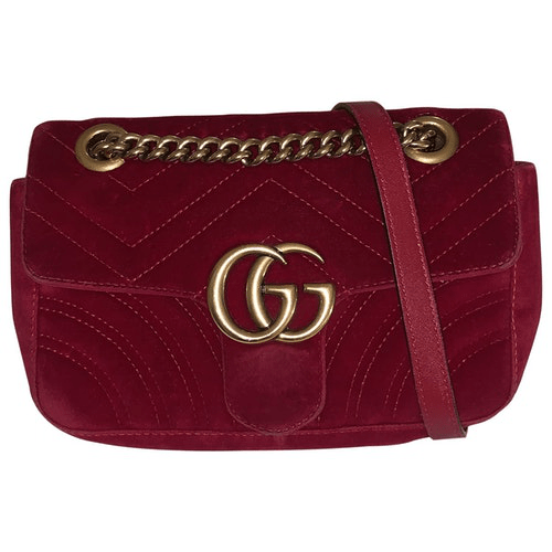 PreOwned Gucci Marmont Red Velvet Handbag ModeSens
