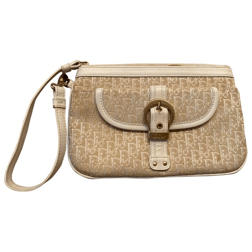 PreOwned Dior Gold Cotton Clutch Bag ModeSens