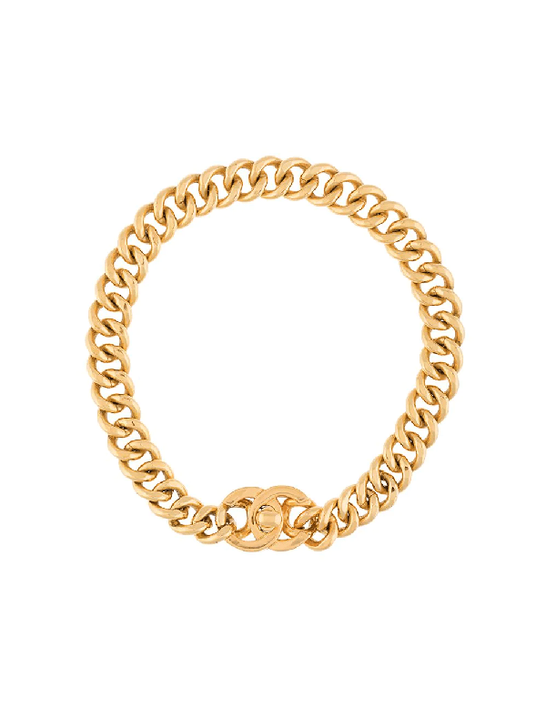 PreOwned Chanel 1996 Cc Turnlock Necklace In Gold ModeSens