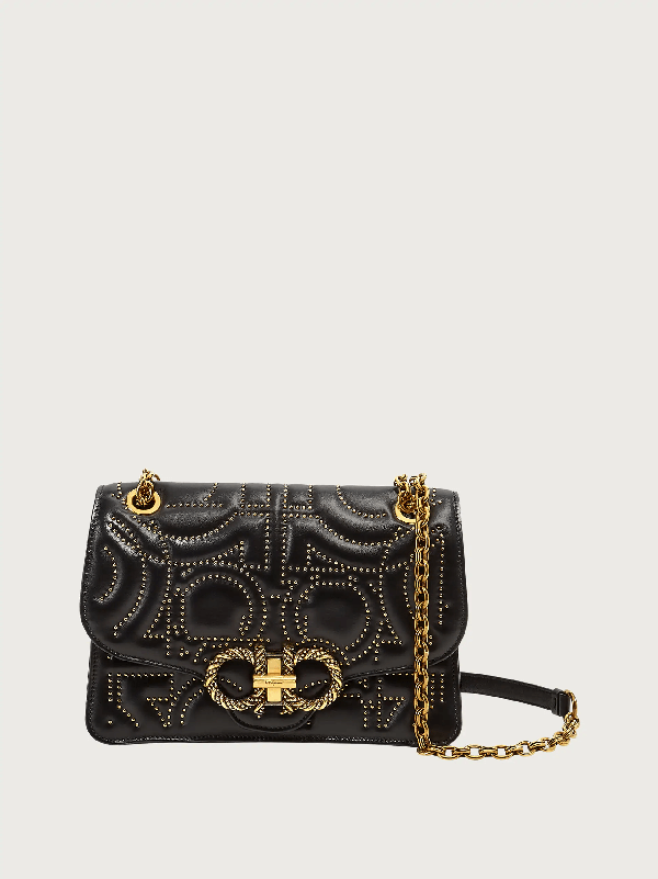 Salvatore Ferragamo Quilted Gancini Flap Bag In Black ModeSens