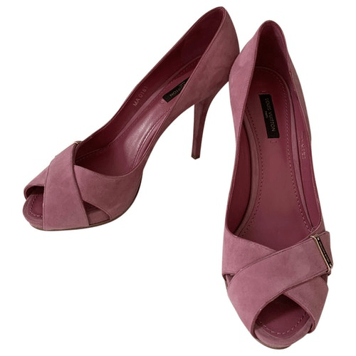 PreOwned Louis Vuitton Pink Suede Heels ModeSens
