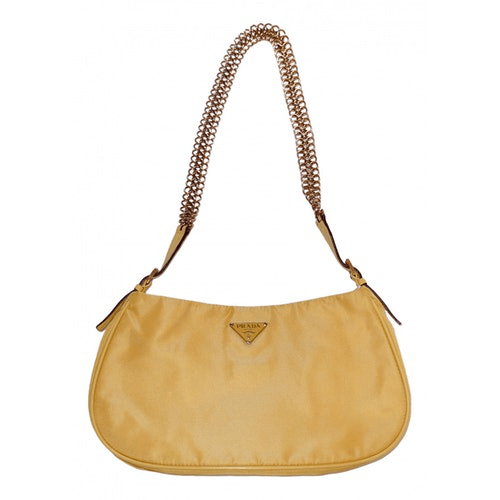 PreOwned Prada Yellow Silk Clutch Bag ModeSens