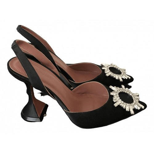 PreOwned Amina Muaddi Begum Black Cloth Heels ModeSens