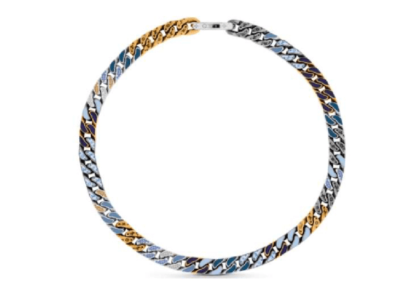 PreOwned Louis Vuitton Chain Link Patches Necklace Blue Multicolor