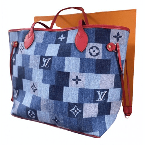 PreOwned Louis Vuitton Neverfull Blue Denim Jeans Handbag ModeSens