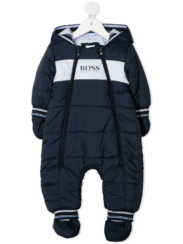 Hugo Boss Babies' Hooded Padded Snowsuit In Blue ModeSens