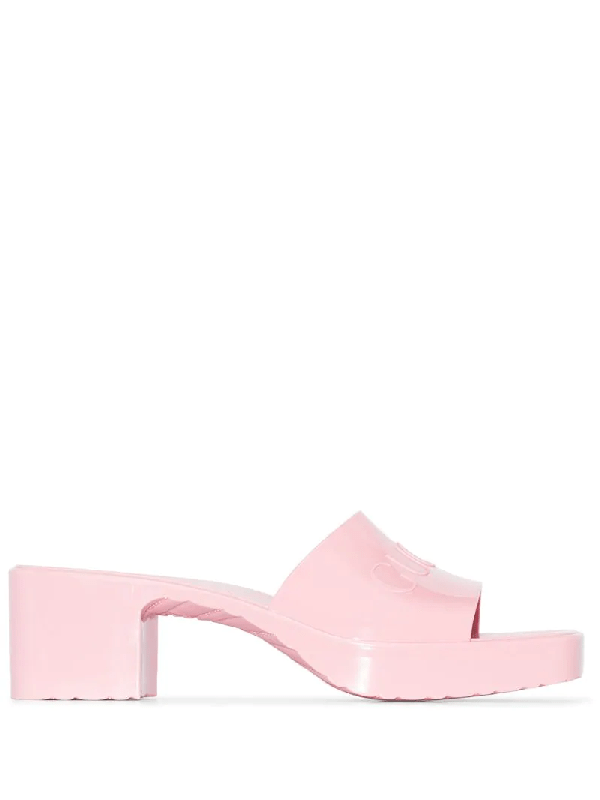 Gucci Rubber Logo Platform Slide Sandal In Pink ModeSens