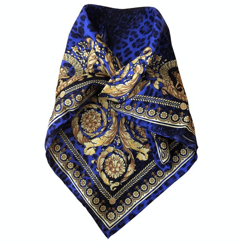 PreOwned Versace Blue Silk Scarf ModeSens