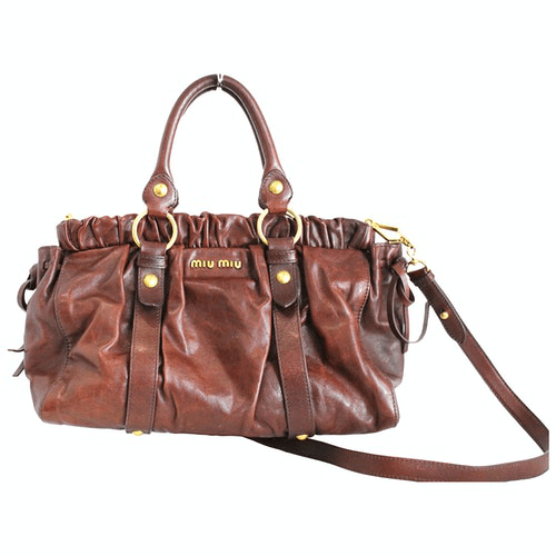 PreOwned Miu Miu Brown Leather Handbag ModeSens