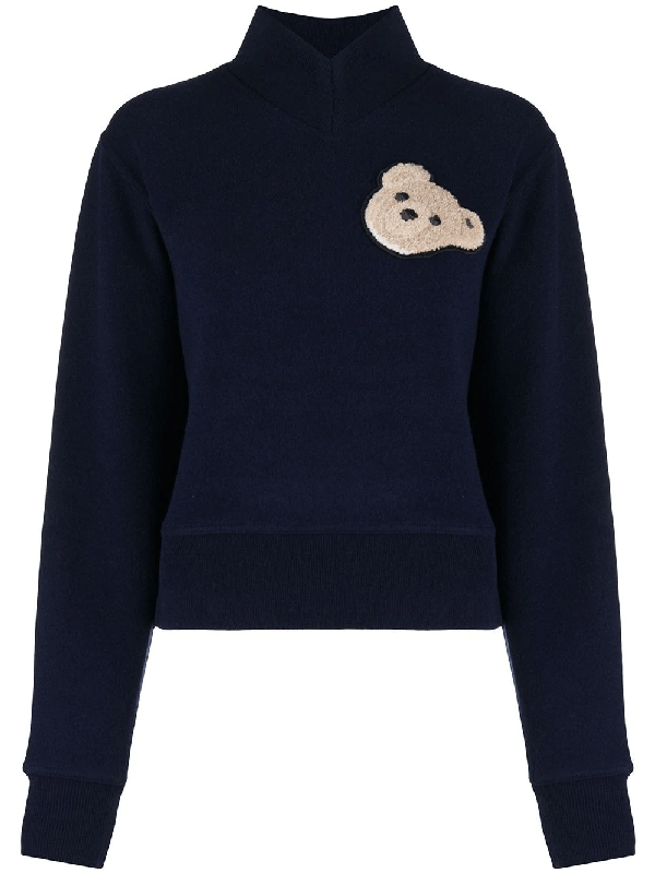Palm Angels Bear Turtleneck Blue Brown ModeSens