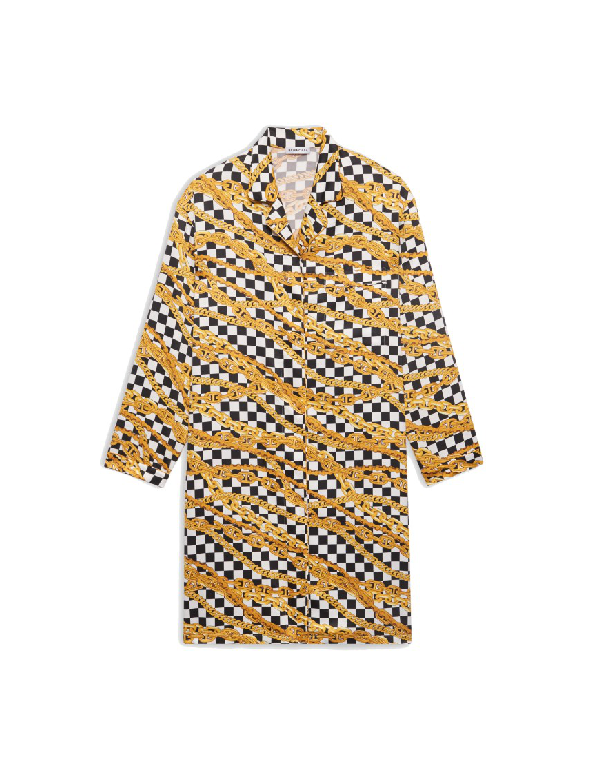 Balenciaga Chains Printed Pajama Dress In Gold ModeSens