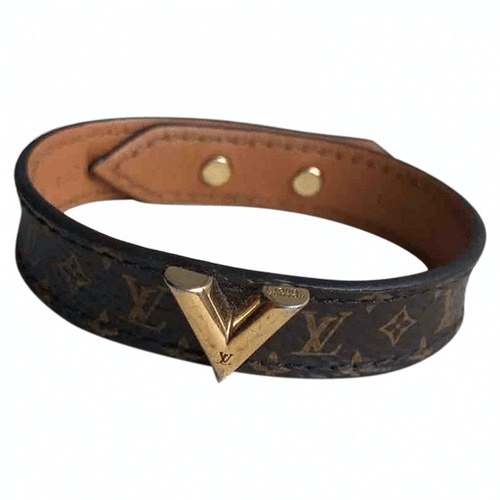 PreOwned Louis Vuitton Essential V Brown Leather Bracelet ModeSens