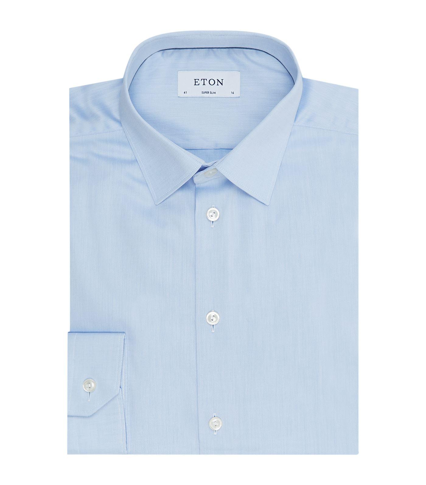 Eton Super Slim Fit Cotton Twill Shirt In Blue ModeSens