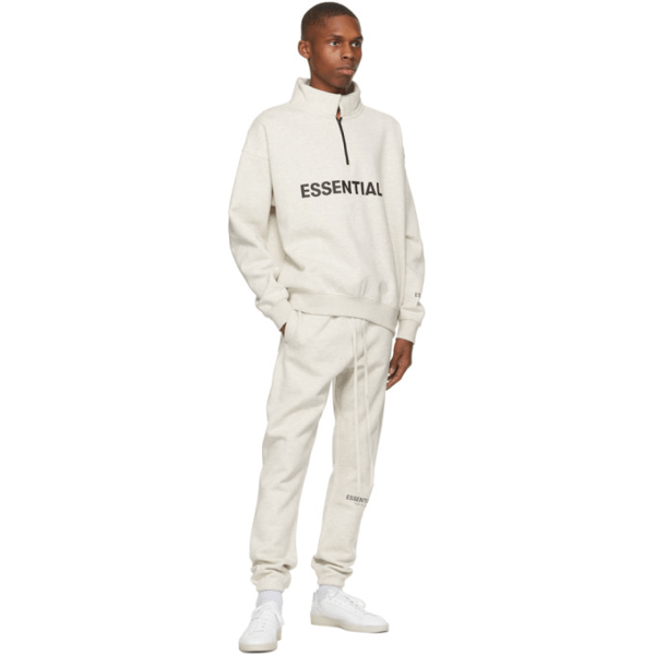 Essentials Offwhite Mock Neck Halfzip Sweatshirt In Oatmeal ModeSens