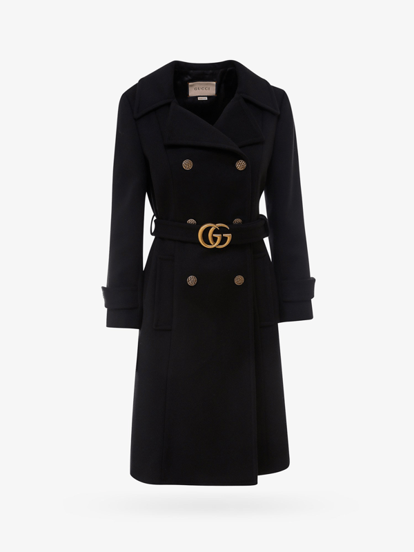 Double G Embroidered Wool Coat in White Gucci Mytheresa