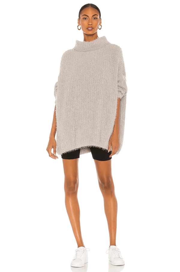 Free People Oasis Oversize Tunic Sweater In Silver Glass