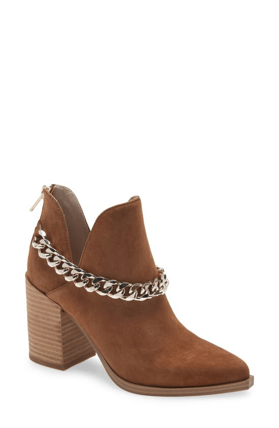 Steve Madden Cedar Chain Bootie In Cognac Suede ModeSens