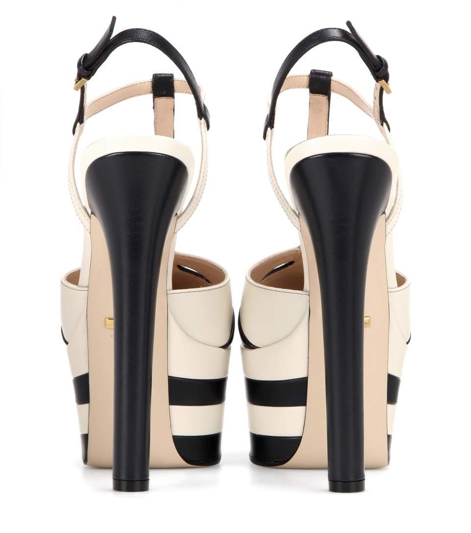 Gucci Angel Spikeembellished Leather Platform Sandals In Blue And