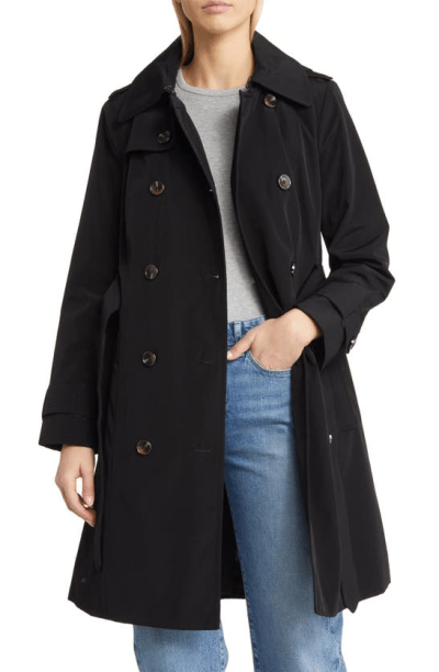 London Fog Women's Single-breasted Hooded Trench Coat In Black | ModeSens