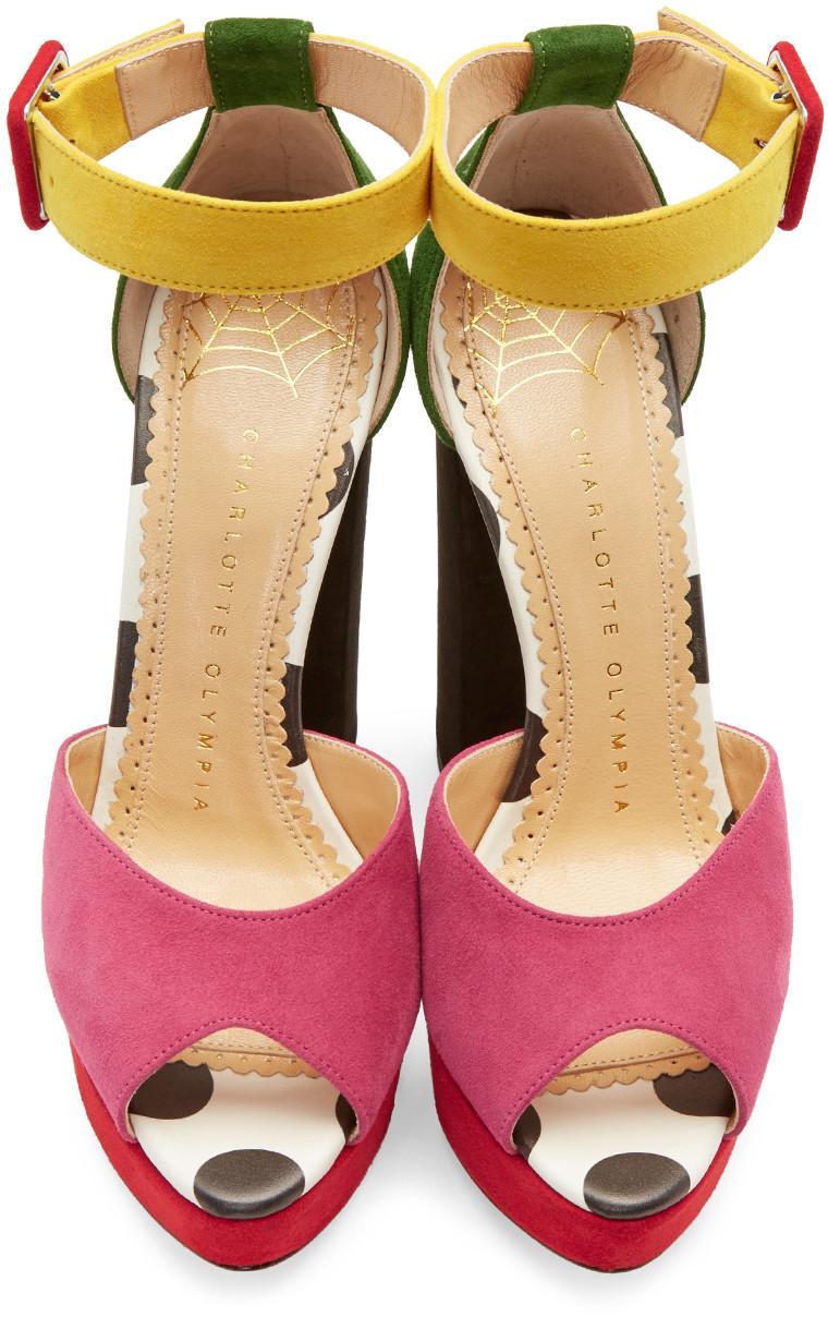 Charlotte Olympia Multicolor Suede Eugenie Platform Sandals ModeSens