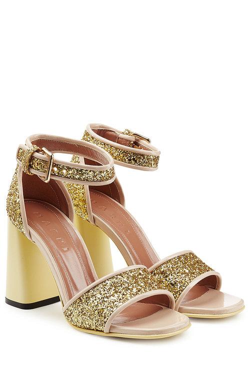 Marni Glitter High Heel Sandals In Gold ModeSens