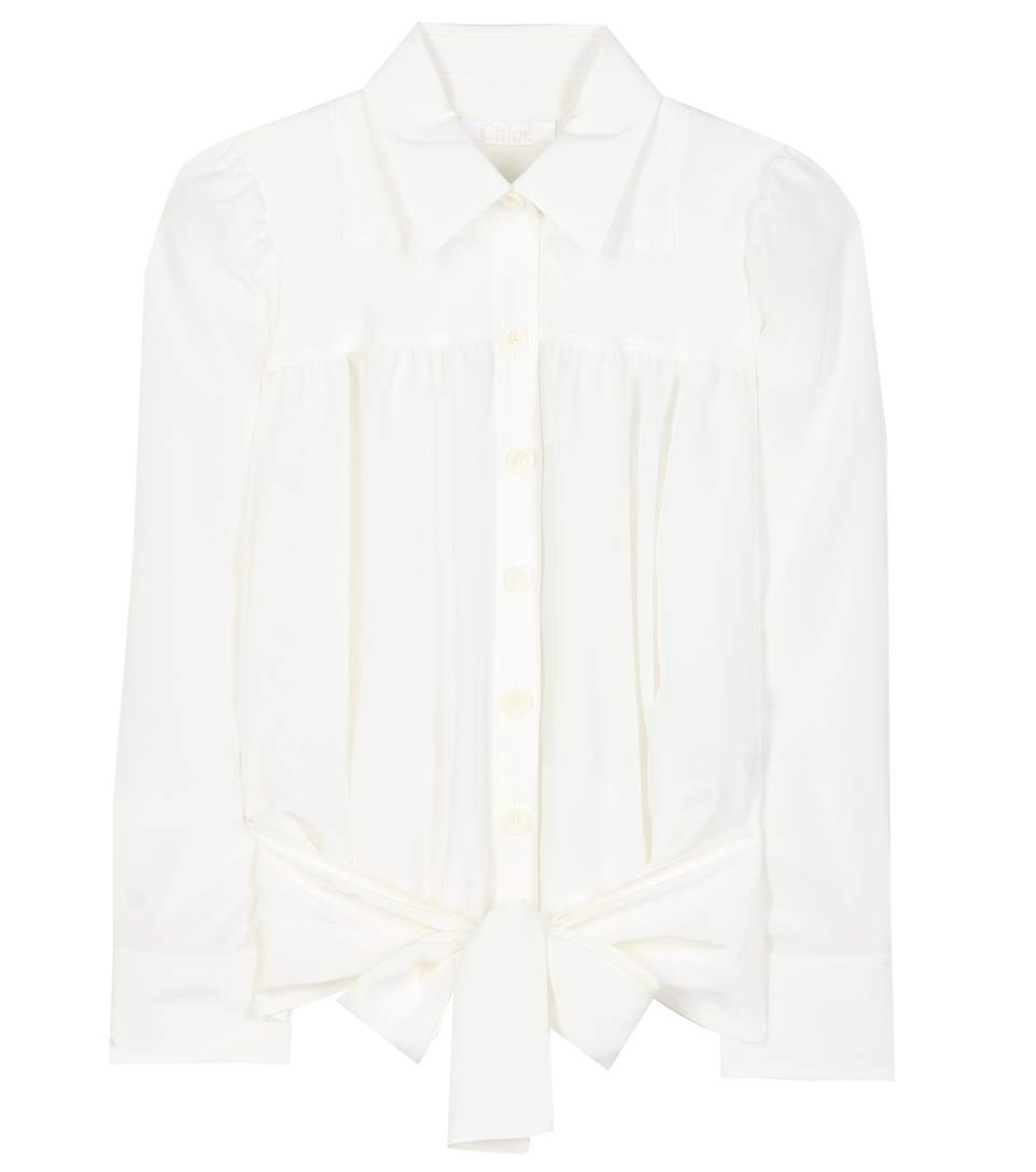 ChloÉ Cropped Silk Top In White ModeSens
