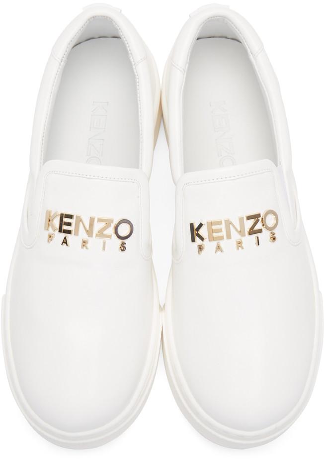 Kenzo 40mm Kpy Brushed Faux Leather Sneakers, White ModeSens