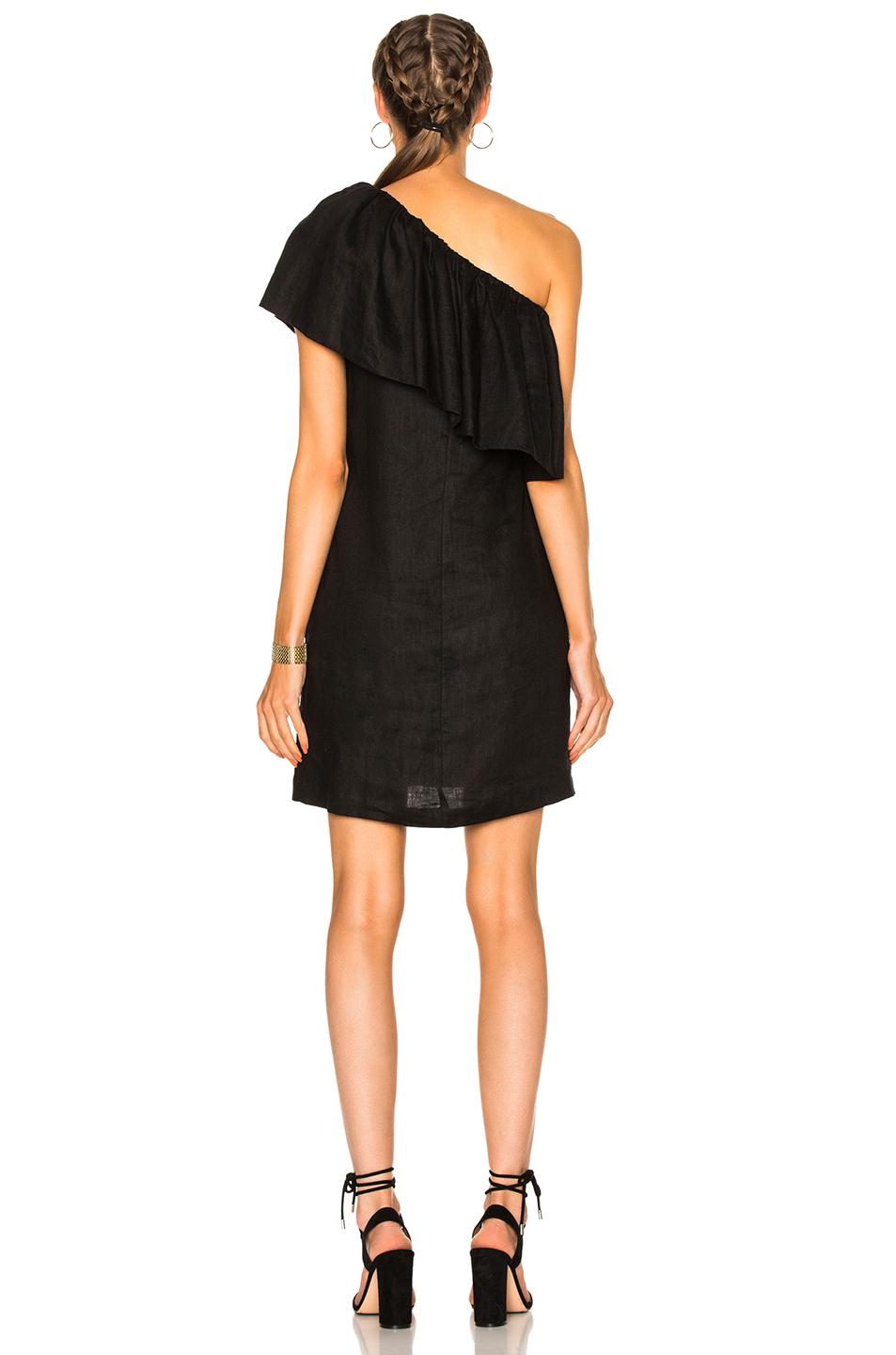Mara Hoffman One Shoulder Ruffle Mini Dress In Black