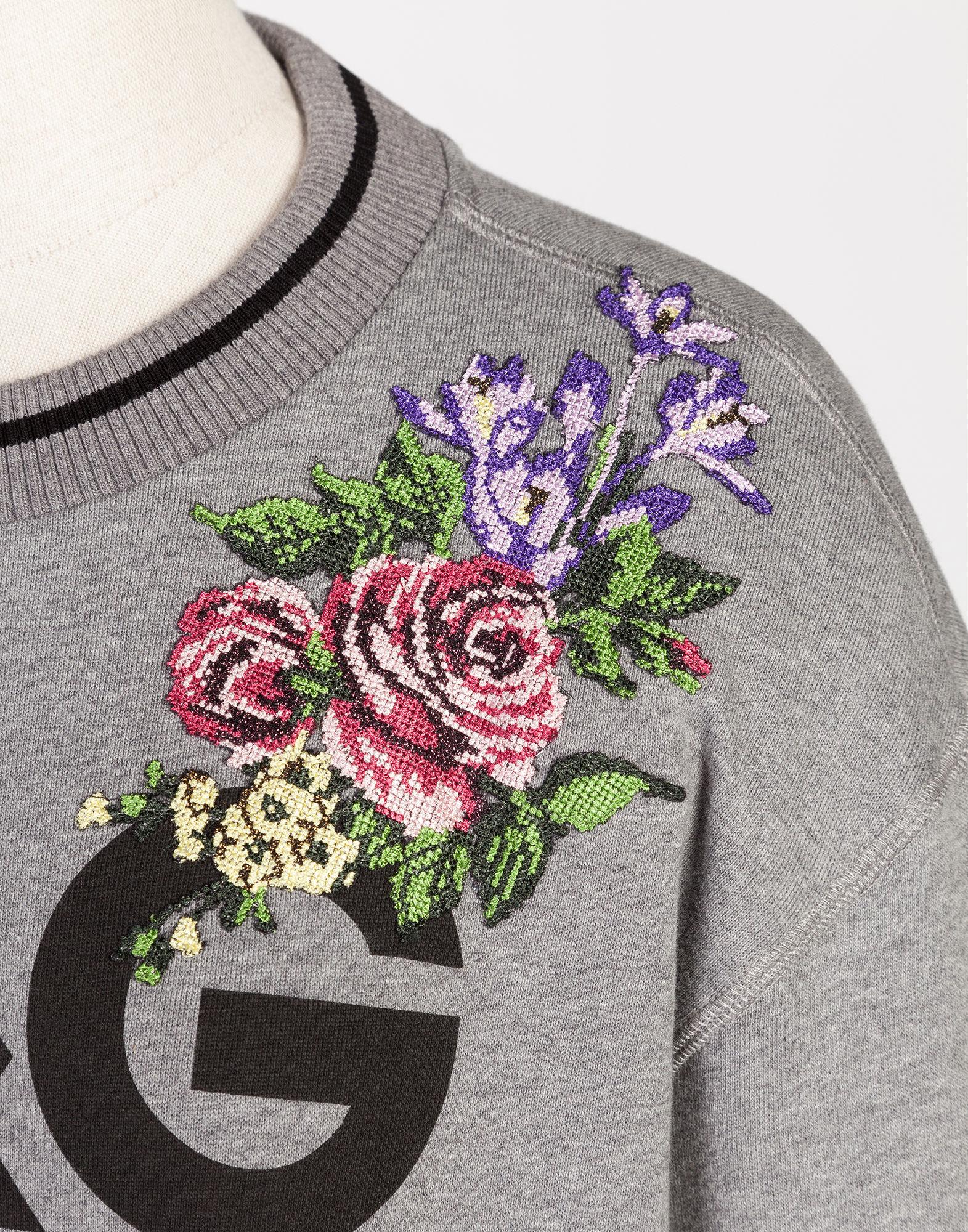 Dolce & Gabbana Cotton Sweatshirt With Patch In Grey ModeSens
