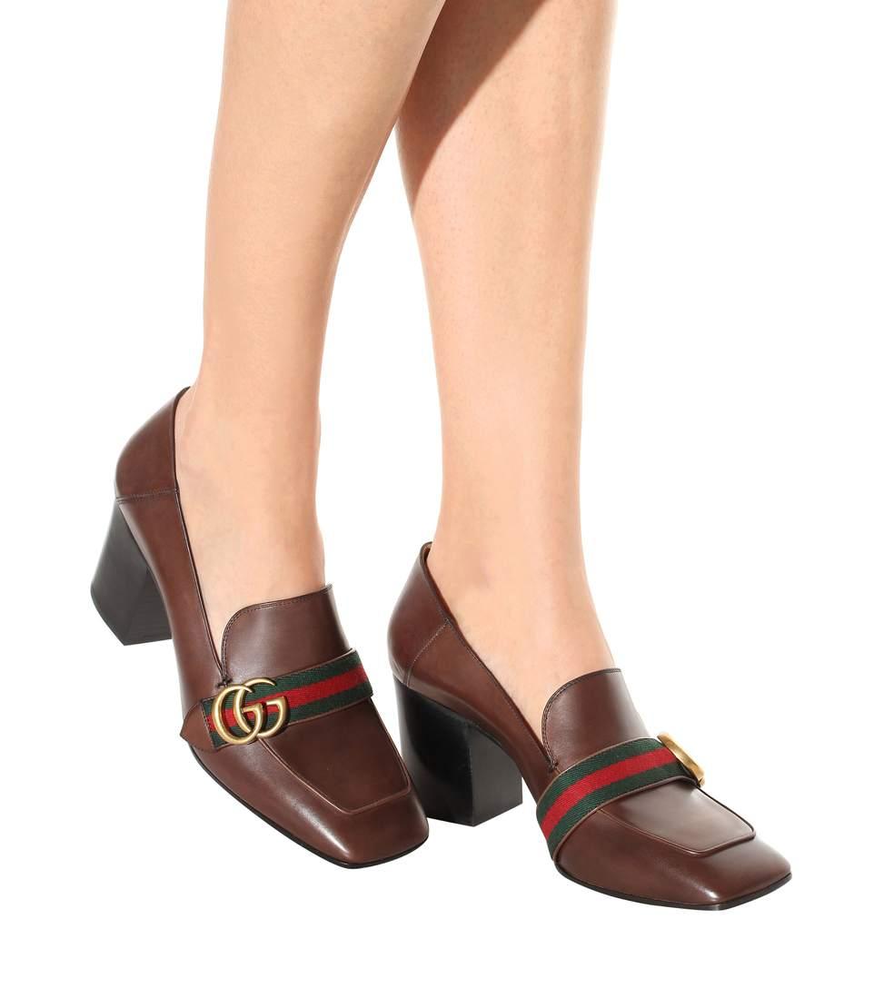 Gucci Leather Midheel Loafer In Brown ModeSens