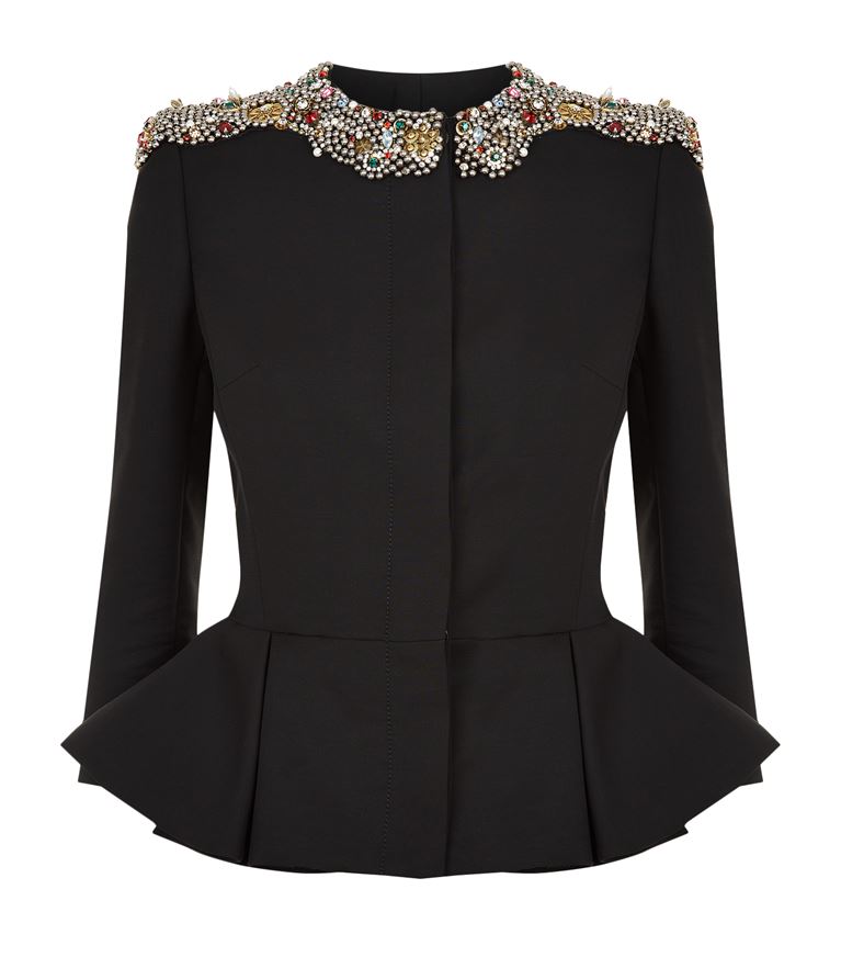 Alexander Mcqueen Embellished Peplum Jacket In Black ModeSens