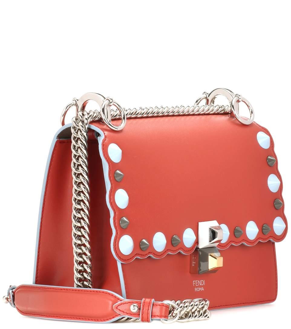 Fendi Kan I Small Leather Shoulder Bag In Red ModeSens