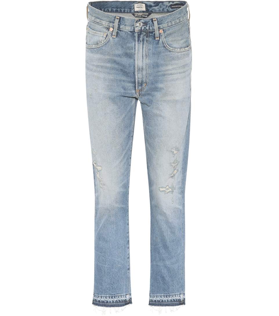 Citizens Of Humanity Dree HighWaisted Cropped Cotton Jeans In Blue