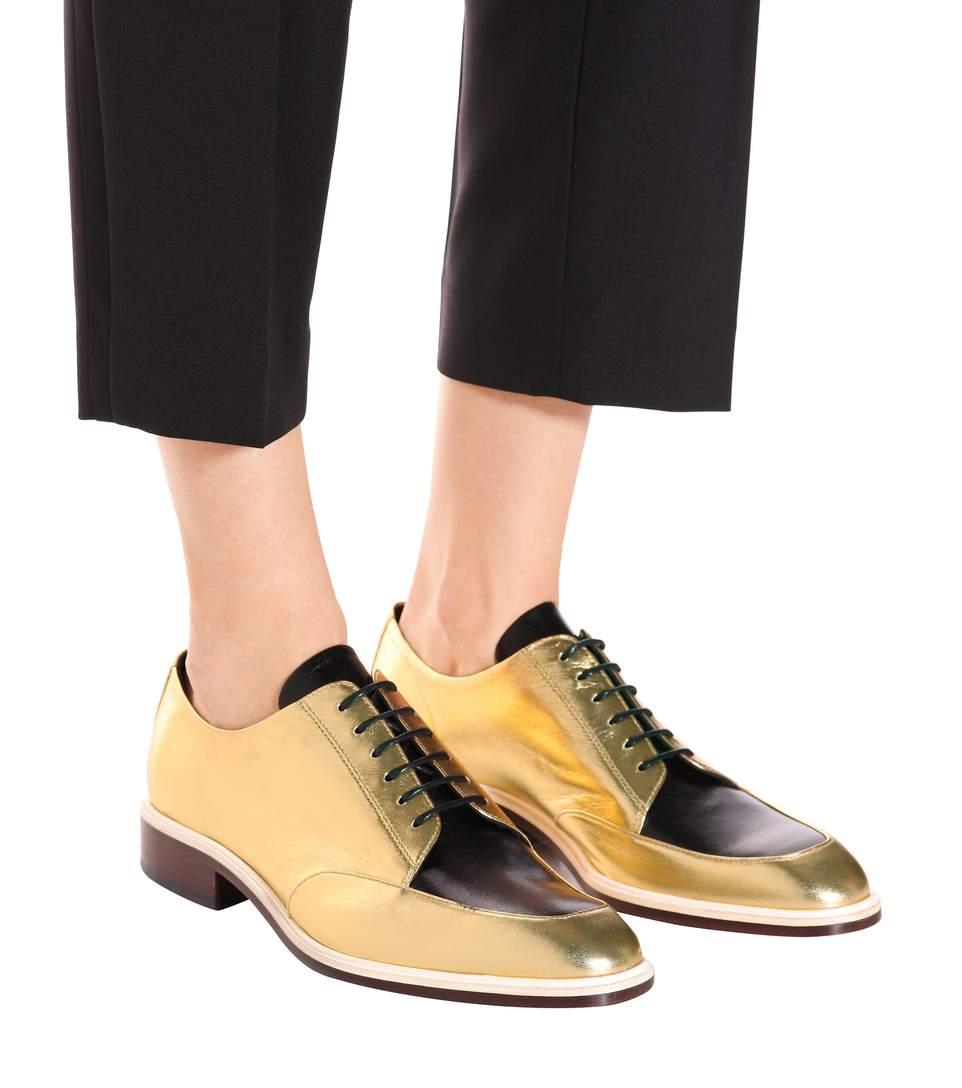 Lanvin Metallic Leather Derby Shoes ModeSens