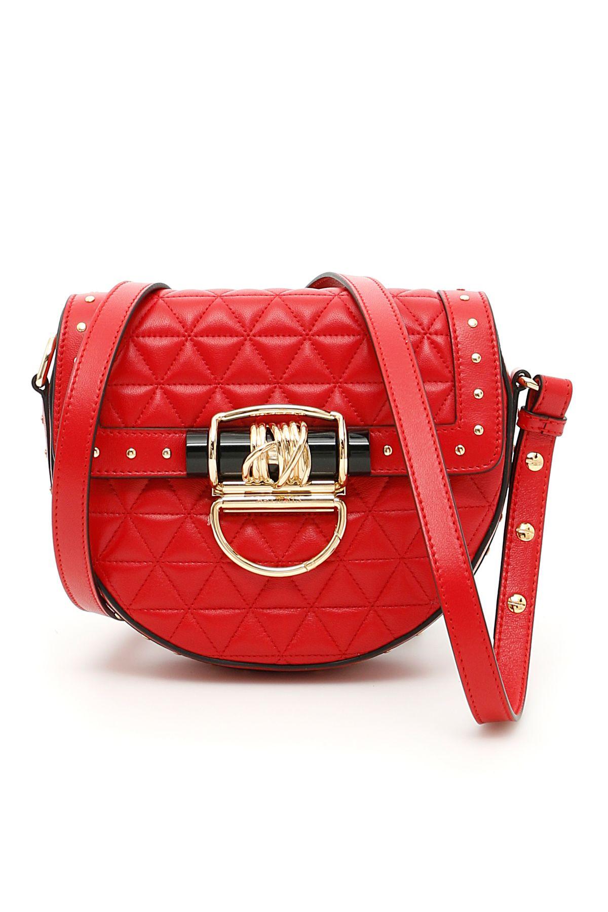 Balmain 4418 Quilted Rouge Leather Crossbody Bag In Red ModeSens