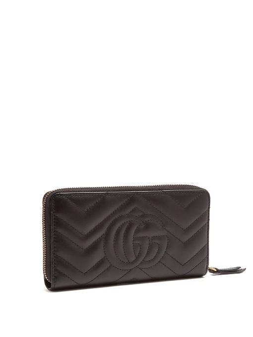 Gucci Gg Marmont Zip Around Wallet In Black ModeSens