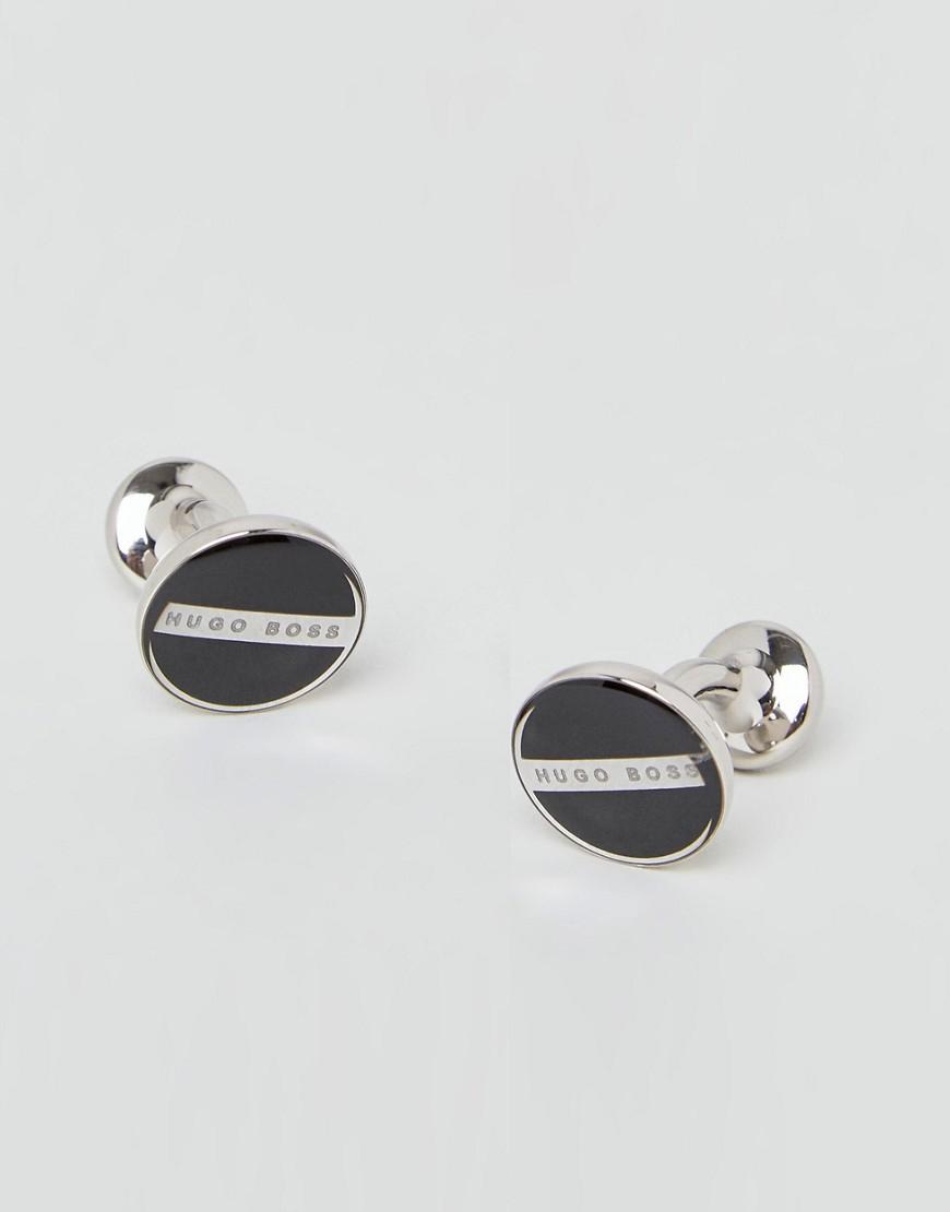 Hugo Boss By Norberto Round Logo Cufflinks In Black Black ModeSens