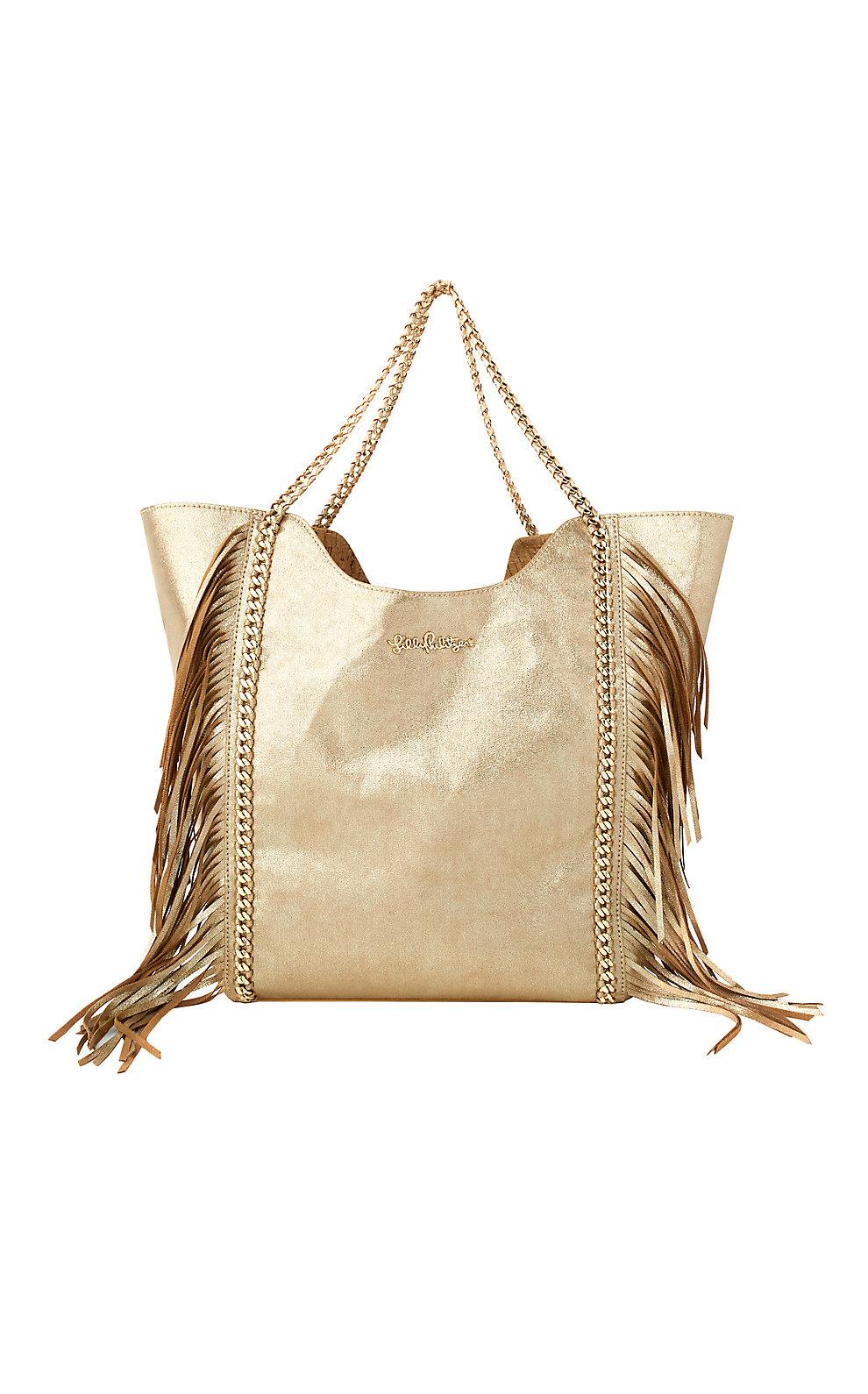 Lilly Pulitzer Fringe Cruise Tote Bag In Gold Metallic ModeSens