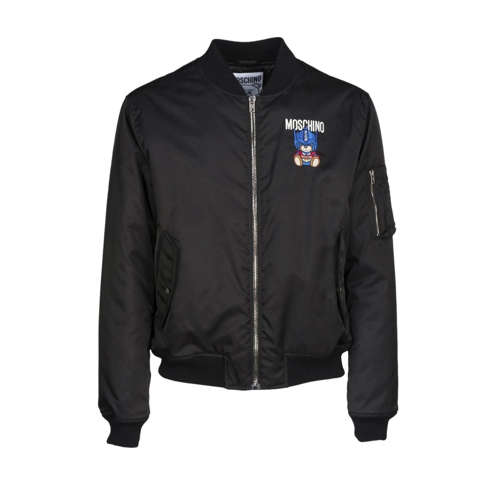 Moschino Embroidered Transformer Bear Bomber Jacket In Black ModeSens