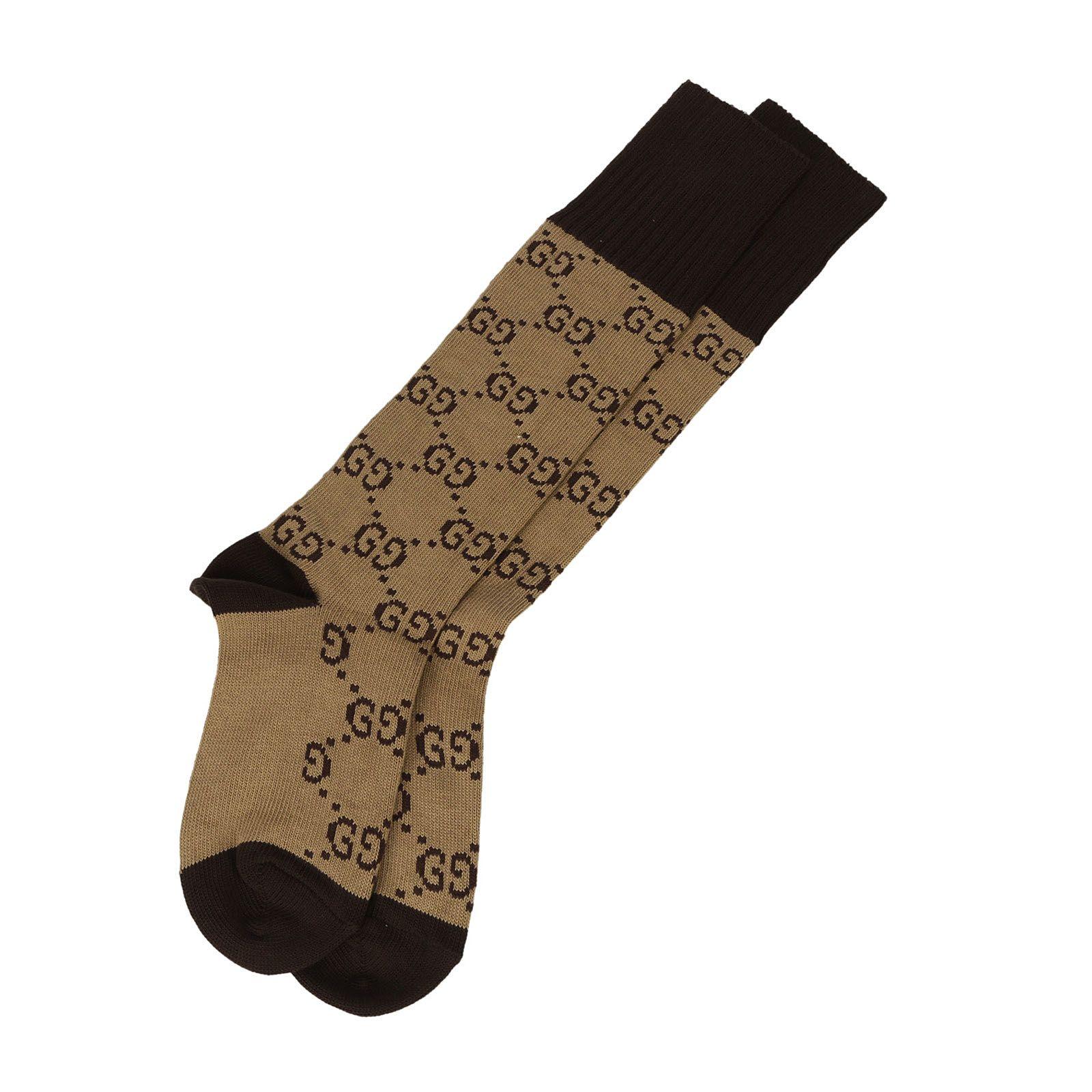 Gucci Gg Supreme Print Socks In Beige ModeSens
